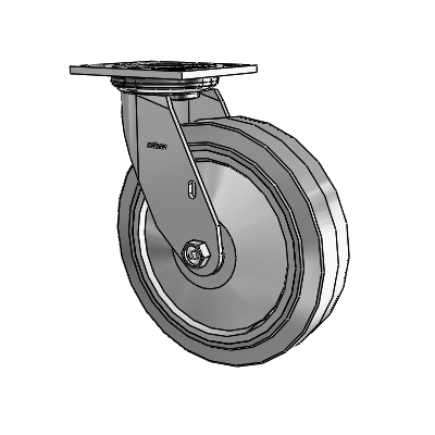 4 Series 2 Inch Wide Top Plate Swivel Caster with 8 x 2 Performa Rubber (Flat/Grey) Wheel