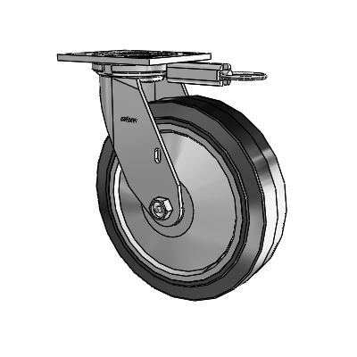 4 Series 2 Inch Wide Top Plate Swivel Caster with 8 x 2 Performa Rubber (Flat/Black) Wheel