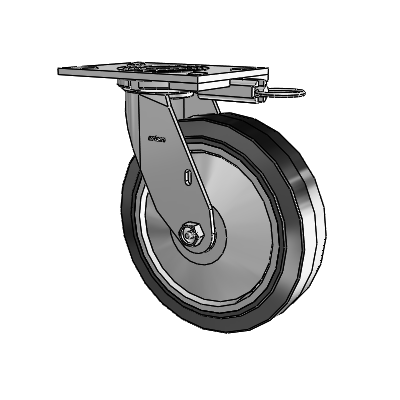 4 Series 2 Inch Wide Top Plate Swivel Caster with 8 x 2 Performa Rubber (Flat/Black) Wheel