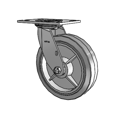 4 Series 2 Inch Wide Top Plate Swivel Caster with 8 x 2 Performa Rubber (Flat/Grey) Wheel