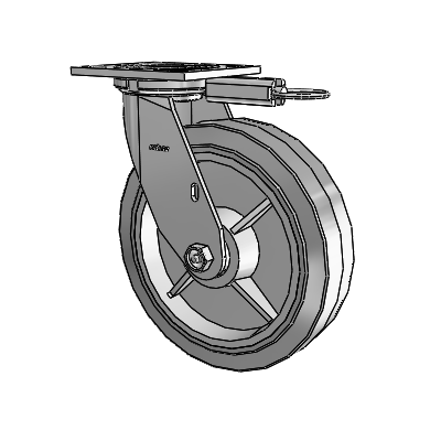 4 Series 2 Inch Wide Top Plate Swivel Caster with 8 x 2 Performa Rubber (Flat/Grey) Wheel