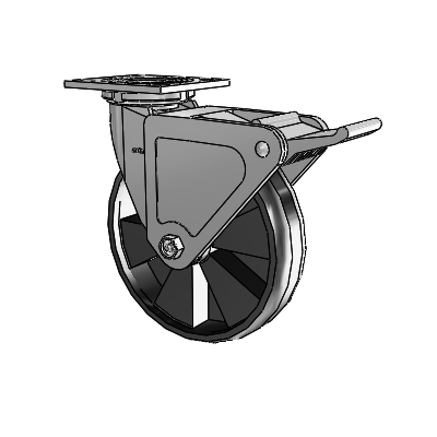4 Series 2 Inch Wide Top Plate Swivel Caster with 8 x 2 Maxim Wheel and Tech Lock Brake