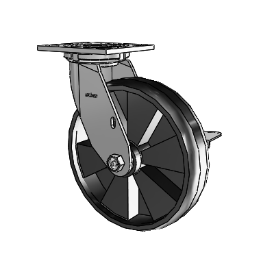 4 Series 2 Inch Wide Top Plate Swivel Caster with 8 x 2 Maxim Wheel and Side Lock Brake