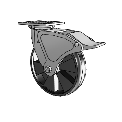 4 Series 2 Inch Wide Top Plate Swivel Caster with 8 x 2 Maxim Wheel and Total Lock Brake
