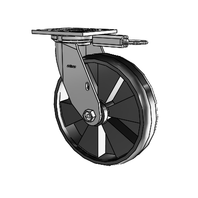 Roulette pivotante de la série 4, avec plaque supérieure de 2 pouces de large et roue Maxim 8 x 2