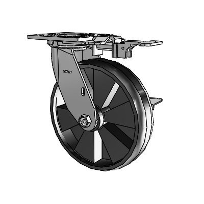4 Series 2 Inch Wide Top Plate Swivel Caster with 8 x 2 Maxim Wheel and Side Lock Brake