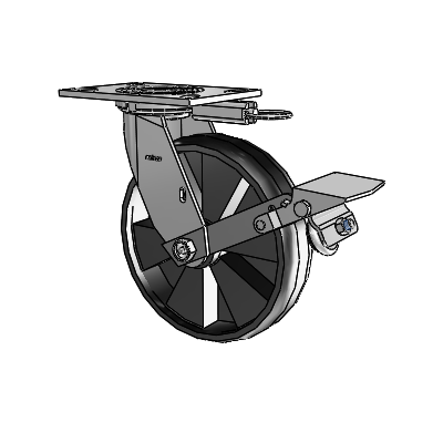 4 Series 2 Inch Wide Top Plate Swivel Caster with 8 x 2 Maxim Wheel and Tread Lock Brake