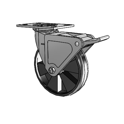 4 Series 2 Inch Wide Top Plate Swivel Caster with 8 x 2 Maxim Wheel and Tech Lock Brake