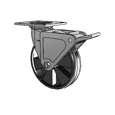 4 Series 2 Inch Wide Top Plate Swivel Caster with 8 x 2 Maxim Wheel and Tech Lock Brake