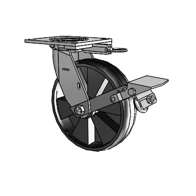 4 Series 2 Inch Wide Top Plate Swivel Caster with 8 x 2 Maxim Wheel and Tread Lock Brake