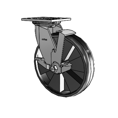 4 Series 2 Inch Wide Top Plate Swivel Caster with 8 x 2 Maxim Wheel and Top Lock Brake
