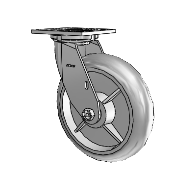 4 Series 2 Inch Wide Top Plate Swivel Caster with 8 x 2 Performa Rubber (Round) Wheel