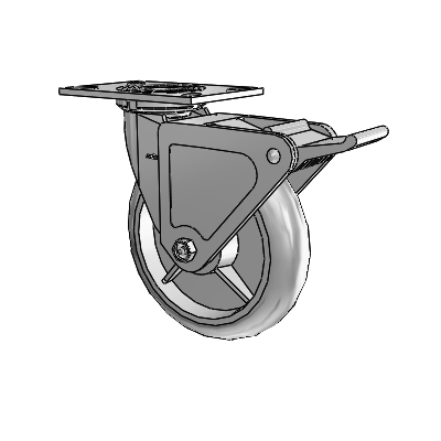 4 Series 2 Inch Wide Top Plate Swivel Caster with 8 x 2 Performa Rubber (Round) Wheel and Tech Lock Brake