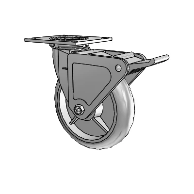 4 Series 2 Inch Wide Top Plate Swivel Caster with 8 x 2 Performa Rubber (Round) Wheel and Tech Lock Brake