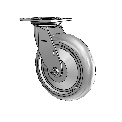 4 Series 2 Inch Wide Top Plate Swivel Caster with 8 x 2 Performa Rubber (Round) Wheel