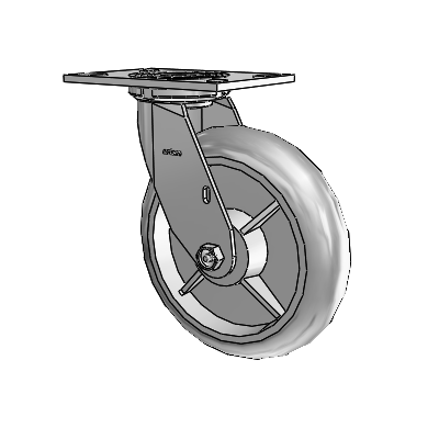 4 Series 2 Inch Wide Top Plate Swivel Caster with 8 x 2 Performa Rubber (Round) Wheel