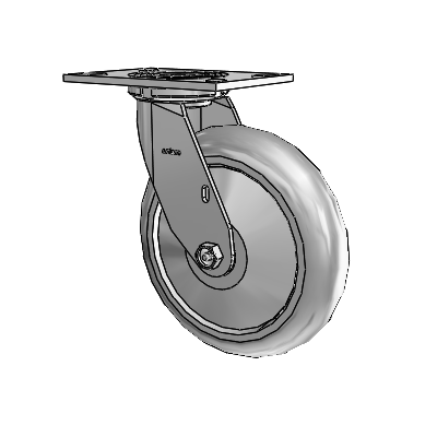4 Series 2 Inch Wide Top Plate Swivel Caster with 8 x 2 Performa Rubber (Round) Wheel