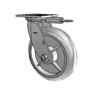 4 Series 2 Inch Wide Top Plate Swivel Caster with 8 x 2 Performa Rubber (Round) Wheel
