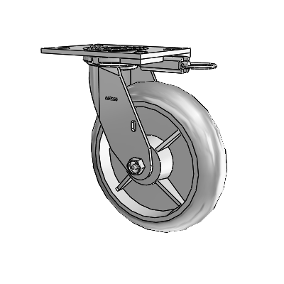 4 Series 2 Inch Wide Top Plate Swivel Caster with 8 x 2 Performa Rubber (Round) Wheel