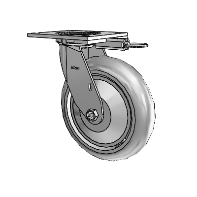 4 Series 2 Inch Wide Top Plate Swivel Caster with 8 x 2 Performa Rubber (Round) Wheel