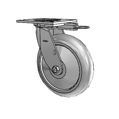 4 Series 2 Inch Wide Top Plate Swivel Caster with 8 x 2 Performa Rubber (Round) Wheel