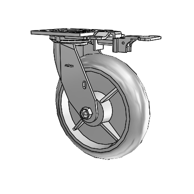 4 Series 2 Inch Wide Top Plate Swivel Caster with 8 x 2 Performa Rubber (Round) Wheel