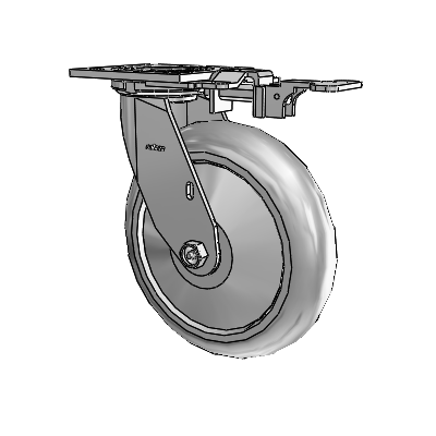 4 Series 2 Inch Wide Top Plate Swivel Caster with 8 x 2 Performa Rubber (Round) Wheel