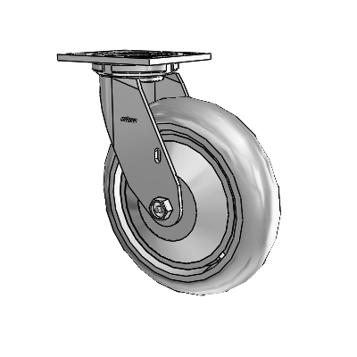 4 Series 2 Inch Wide Top Plate Swivel Caster with 8 x 2 Performa Rubber (Round) Wheel