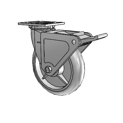 4 Series 2 Inch Wide Top Plate Swivel Caster with 8 x 2 Performa Rubber (Round) Wheel and Tech Lock Brake