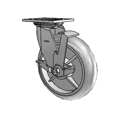 4 Series 2 Inch Wide Top Plate Swivel Caster with 8 x 2 Performa Rubber (Round) Wheel and Top Lock Brake