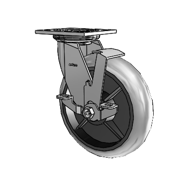 4 Series 2 Inch Wide Top Plate Swivel Caster with 8 x 2 Performa Rubber (Round/Conductive) Wheel and Top Lock Brake