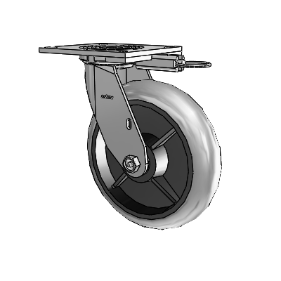 4 Series 2 Inch Wide Top Plate Swivel Caster with 8 x 2 Performa Rubber (Round/Conductive) Wheel