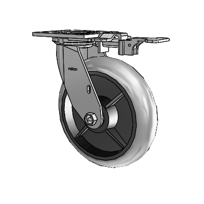4 Series 2 Inch Wide Top Plate Swivel Caster with 8 x 2 Performa Rubber (Round/Conductive) Wheel
