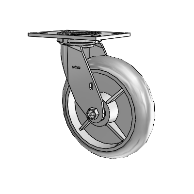 4 Series 2 Inch Wide Top Plate Swivel Caster with 8 x 2 Performa Rubber (Round) Wheel