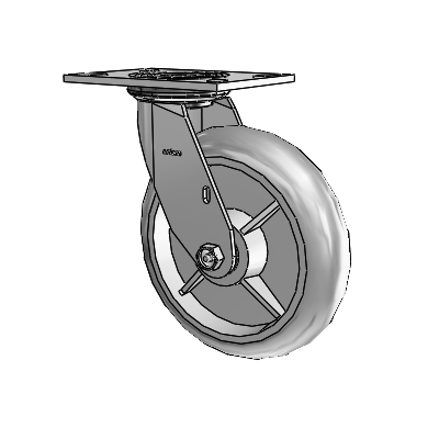 4 Series 2 Inch Wide Top Plate Swivel Caster with 8 x 2 Performa Rubber (Round) Wheel