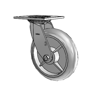 4 Series 2 Inch Wide Top Plate Swivel Caster with 8 x 2 Performa Rubber (Round) Wheel