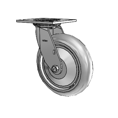 4 Series 2 Inch Wide Top Plate Swivel Caster with 8 x 2 Performa Rubber (Round) Wheel