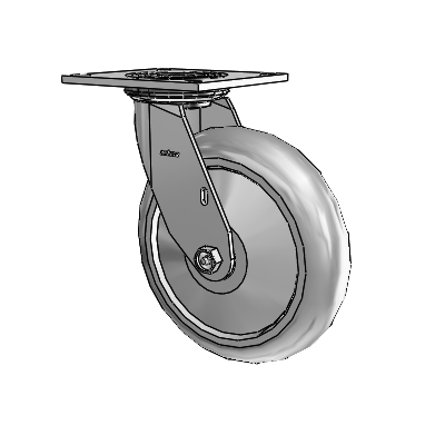 4 Series 2 Inch Wide Top Plate Swivel Caster with 8 x 2 Performa Rubber (Round) Wheel