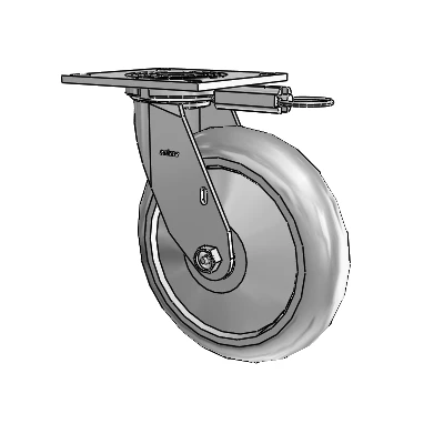4 Series 2 Inch Wide Top Plate Swivel Caster with 8 x 2 Performa Rubber (Round) Wheel