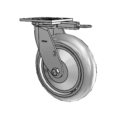 4 Series 2 Inch Wide Top Plate Swivel Caster with 8 x 2 Performa Rubber (Round) Wheel