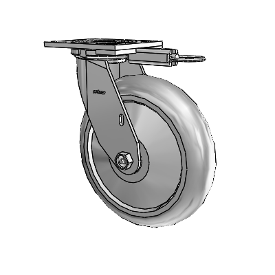 4 Series 2 Inch Wide Top Plate Swivel Caster with 8 x 2 Performa Rubber (Round) Wheel