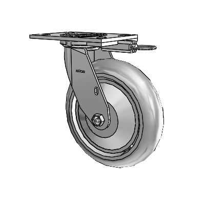 4 Series 2 Inch Wide Top Plate Swivel Caster with 8 x 2 Performa Rubber (Round) Wheel