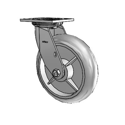 4 Series 2 Inch Wide Top Plate Swivel Caster with 8 x 2 Performa Rubber (Round) Wheel