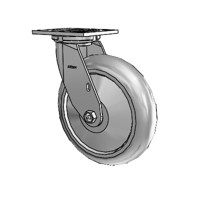 4 Series 2 Inch Wide Top Plate Swivel Caster with 8 x 2 Performa Rubber (Round) Wheel