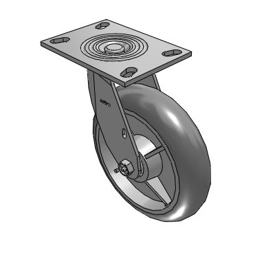4 Series 2 Inch Wide Top Plate Swivel Caster with 8 x 2 Performa Rubber (Round) Wheel