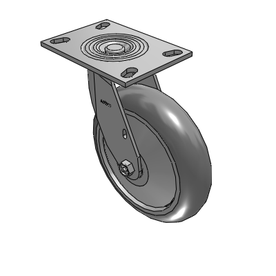 4 Series 2 Inch Wide Top Plate Swivel Caster with 8 x 2 Performa Rubber (Round) Wheel