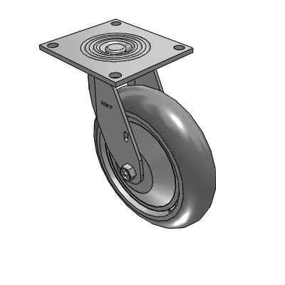 4 Series 2 Inch Wide Top Plate Swivel Caster with 8 x 2 Performa Rubber (Round) Wheel