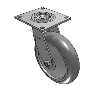 4 Series 2 Inch Wide Top Plate Swivel Caster with 8 x 2 Performa Rubber (Round) Wheel