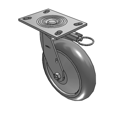 4 Series 2 Inch Wide Top Plate Swivel Caster with 8 x 2 Performa Rubber (Round) Wheel