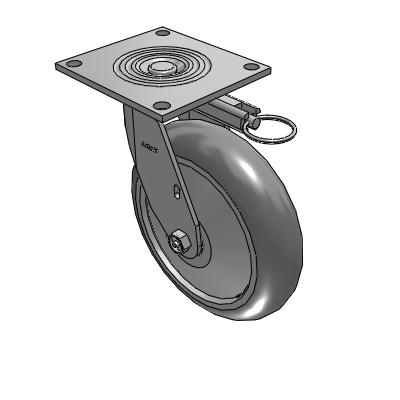4 Series 2 Inch Wide Top Plate Swivel Caster with 8 x 2 Performa Rubber (Round) Wheel